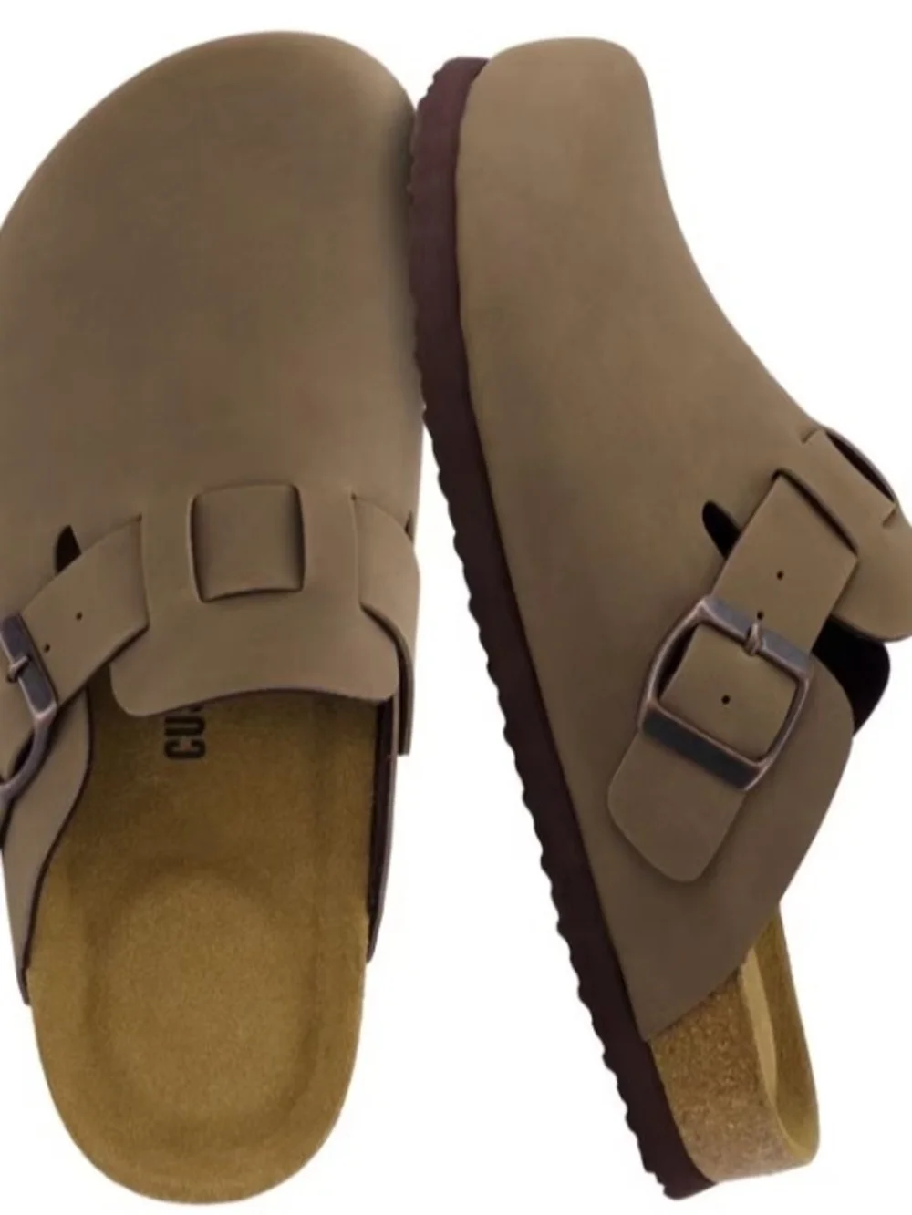Cushionaire Classic Men’s Slip-On Buckle Clog in Olive Brown